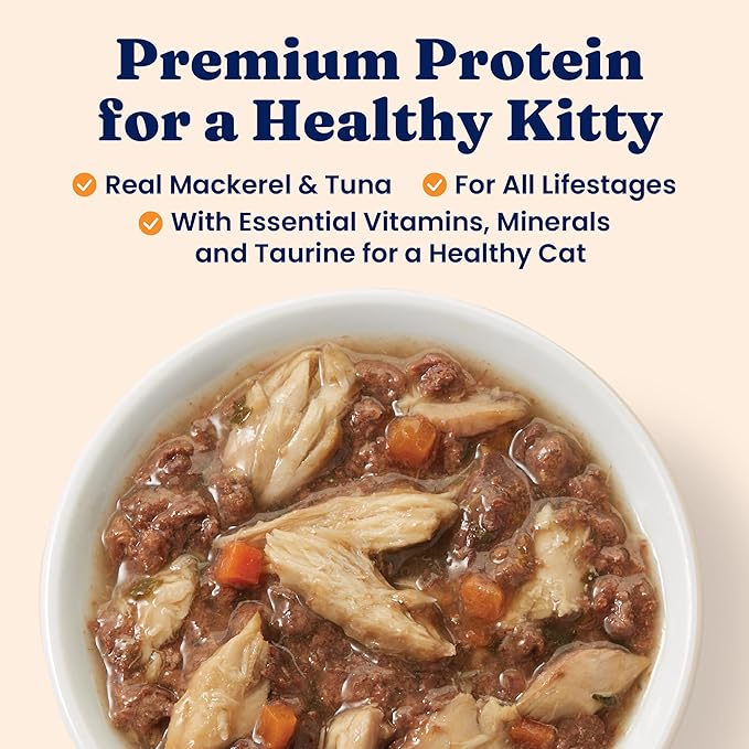 Solid Gold Five Oceans Wet Cat Food Shreds in Gravy - 3 Count Sample Pack - Real Tuna & Mackerel Cat Food for All Ages - Grain Free, Sensitive Stomach