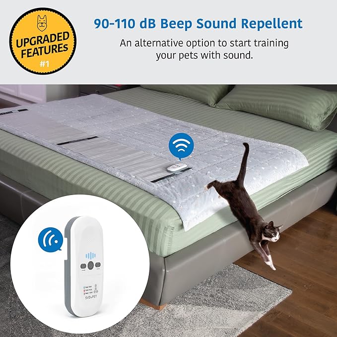SVD.PET 2024 Upgraded Pet Training Mat with Tester, 22" X 16", Pet Shock Pad, Dogs & Cats Electronic Repellent mat for Indoor, 3 Training Modes, 5 Levels, Pet Safe Mode (White Controller)