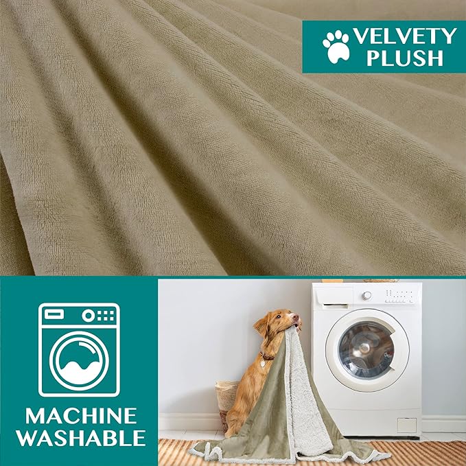 PetAmi Dog Blanket for Small Medium Dogs, Pet Bed Blanket Cat Puppy Kitten, Fleece Furniture Couch Cover Protector Sofa Car, Soft Sherpa Dog Throw Plush Reversible Washable, Mini 29x40 Taupe