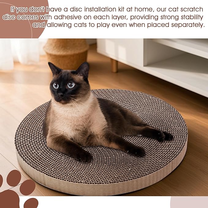Round Cat Scratcher Replacement Pads -Circle Cat Scratcher Pad Cardboard Cat Scratchers Refill 10 inch Diameter 7/8 inch Thickness Pet Supplies, Relieves Stress, Supports Pet Behaviors, 2 Count