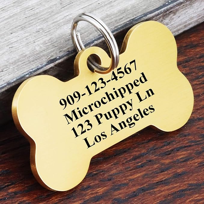 Ultra Joys Personalized Dog Tags for Pets - Durable Stainless Steel Customizable Dog Cat ID Tags - Dog Tags for Safety Optional Engraved on Both Sides -Birth Flower Dog Tag Small, Gold