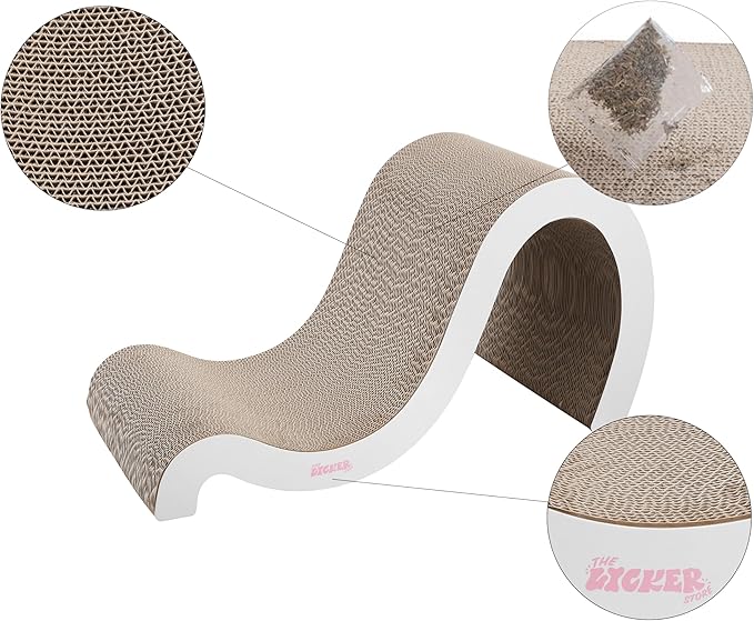 CSR1013B Kona 27" Modern Cardboard Double-Sided Wave Cat Scratcher with Catnip, Cloud