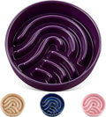 vancasso Slow Feeder Dog Bowl, 3 Cup Ceramic Slow Feeding Food Dish for Large Breed, Puzzle Dog Food Bowl for Fast Eater, Dark Purple