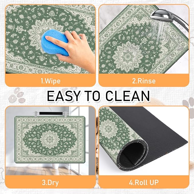 Dog Cat Food Mat - Absorbent Anti Slip Dog Bowl Mats for Food and Water, Quick Dry Cat Feeding Matts for Floors, Diatomite Pet Dish Placemat Accessories Supplies, Bohemia Style, 16 * 24in
