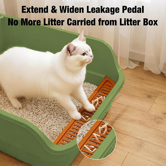Gefryco Senior Cat Litter Box Low Entry Extra Large Litter Box for Indoor Cats Corner Low Cat Pan