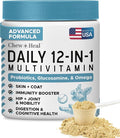 12-in-1 Multivitamin Powder for Dogs - 14 oz of Puppy and Senior Dog Vitamins and Supplements - Advanced Formula with Glucosamine, Omega 3,6,9, Vitamins, Probiotics, and More - Made in the USA