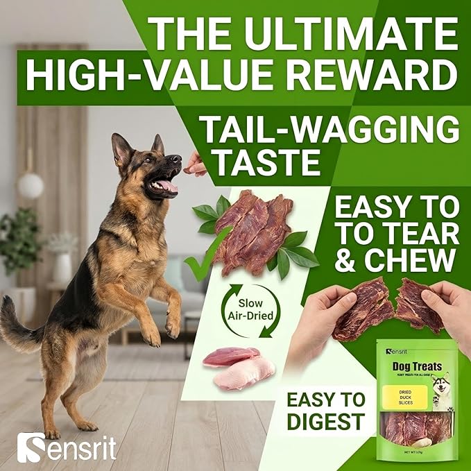 100% Dried Duck Slices Dog Treats - 120g Single Ingredient Jerky, High Protein (68%) Real Duck Meat Snacks, Hypoallergenic Training Rewards for Sensitive Stomachs, All Breeds