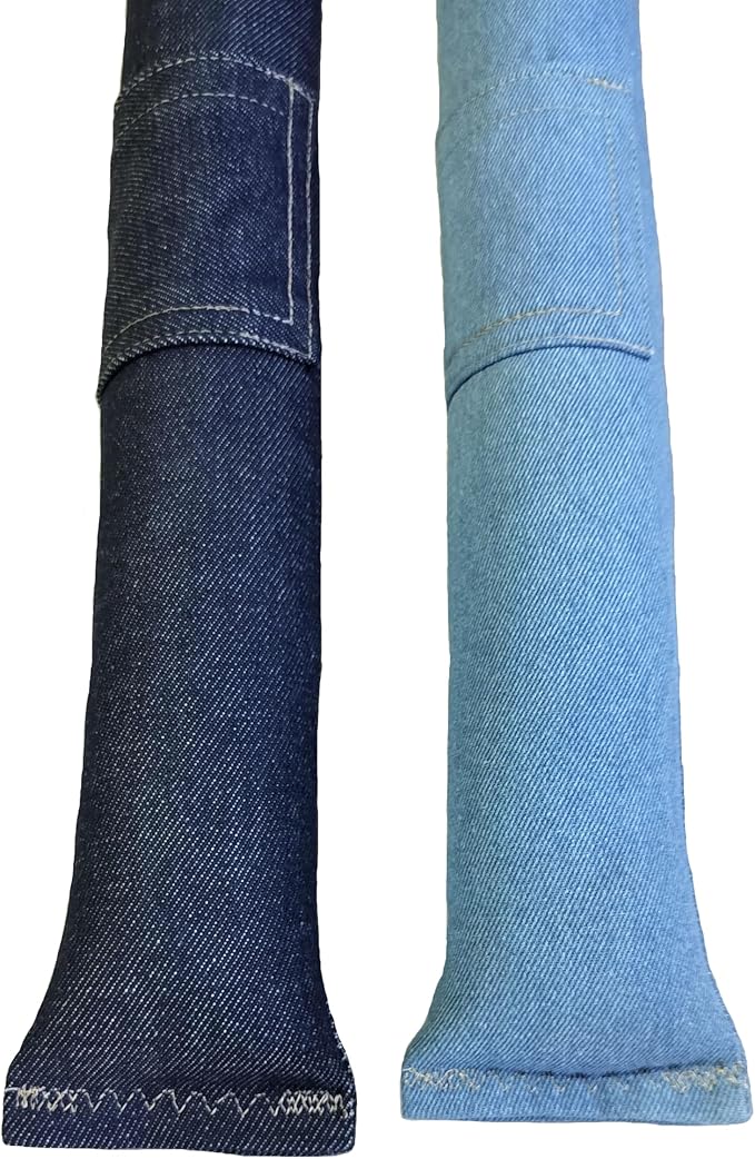 Refillable 15" (2-Pack) Catnip Cat Kicker Toys Filled with 1 oz Canadian Catnip, Dark Denim - Light Demim