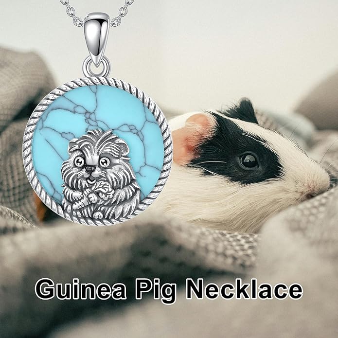Guinea Pig/Raccoon/Butterfly/Panda/Hummingbird/Giraffe/Rabbit Necklace 925 Sterling Silver Animal Pendant Jewelry Gift for Women Mom