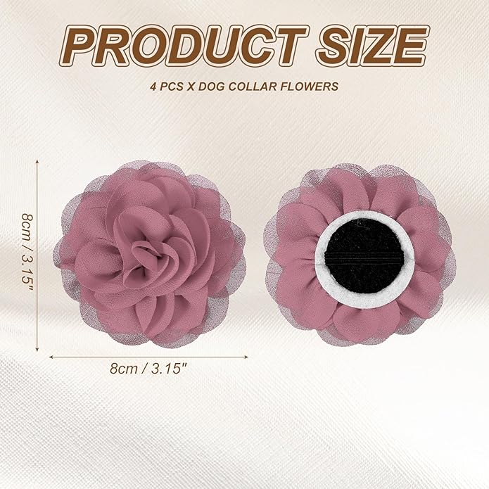Dog Collar Flowers, Pet Flower Charms Soft Chiffon Cat Collar Bow Tie Floral Grooming Supplies, Intended for Dog