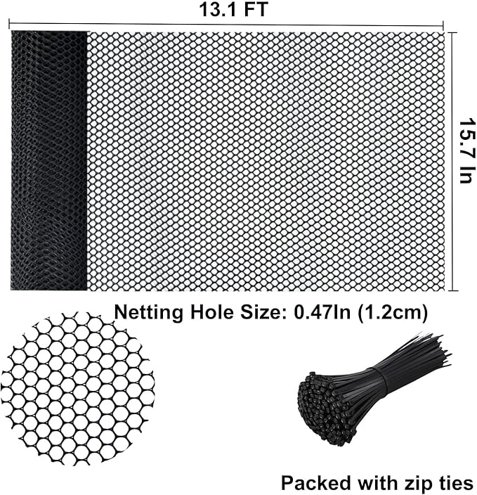 Plastic Chicken Wire Mesh Fencing, Yuminroe 15.7IN x 13.1FT Rigid Plastic Wire Mesh Fence Roll, Garden Balcony Fencing Barrier Netting for Farms, Poultry, Yards, Dog, Cat (0.4m x 4m)