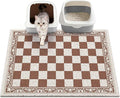 Bienbee Cat Litter Mat, 33" x 22" Waterproof Litter Box Mat Litters Rug with Non-Slip Bottom, Easy to Clean Litter Trapping Mat for Cat,Light Beige Checkerboard L