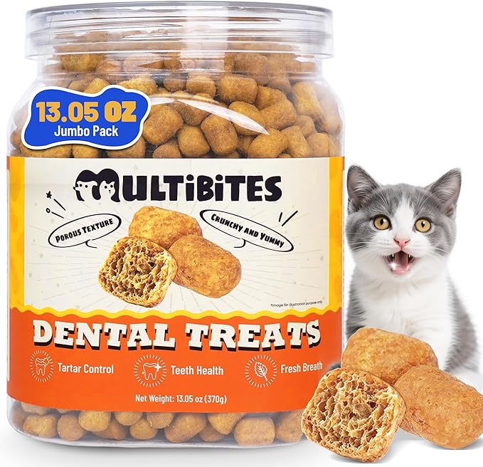 13.05oz Dental Treats for Cats & Small Dogs - Healthy Cat Teeth Cleaning Treats for Freshens Breath and Controls Tartar - Crunchy Dental Chews for Puppy Training Snacks