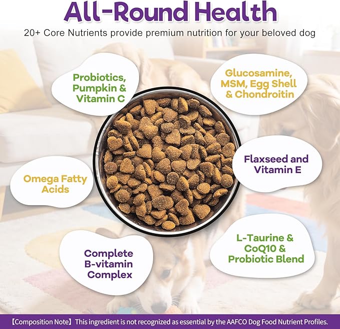 Dog Multivitamin Supplement for Dogs Vitamins Chewable Contain Glucosamine, Vitamin, Probiotics, Omega-3 for Puppy Supplies Skin Coat, Heart, Hips & Joints, Digestion & Immune System 120pcs