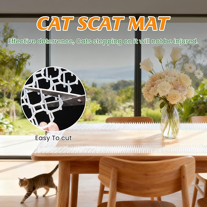 Clear Cat Scat Mat 16 x 13 Inch, 16 Pack Transparent Cat Deterrent Mats with 1 Inch Spikes, Large Coverage Indoor Outdoor Pet Training Mats to Protect Furniture, Counters, Garden & Yard