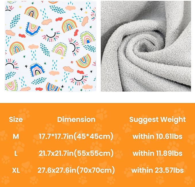 27.6'' Cat Grooming Wrap for Cutting Nails Self-Adhesive Soft Polyester Fabric Swaddle Wrap for Cats Anti-Scratch Anti-Escape Restraint for Nail Clipping Pet Cleaning and Beauty (Rainbow,XL)