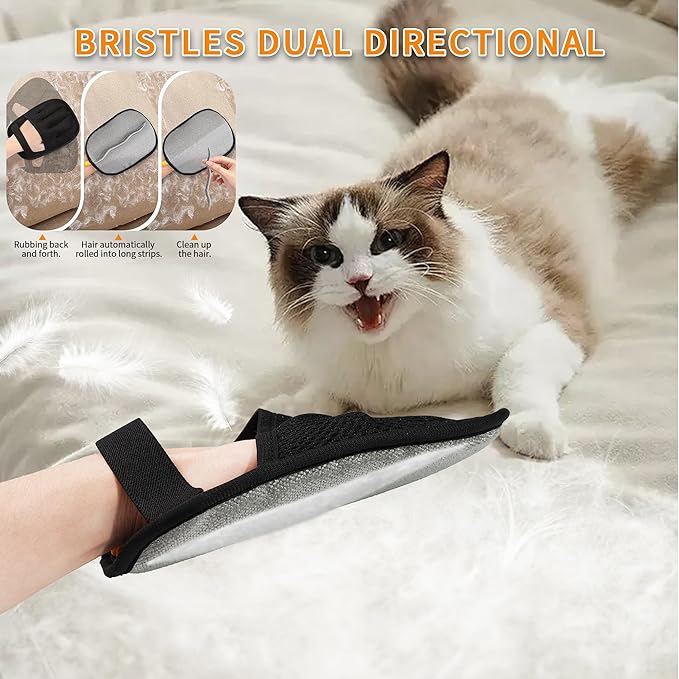 3/4PCS Pet Hair Removal Glove for Cats & Dogs,Upgraded Five-Finger Electrostatic Pet Hair Remover Glove, Reusable Magic Brush Pet Hair Removal Tool for Laundry, Couch, Carpet & Car Seat (black 3pcs)