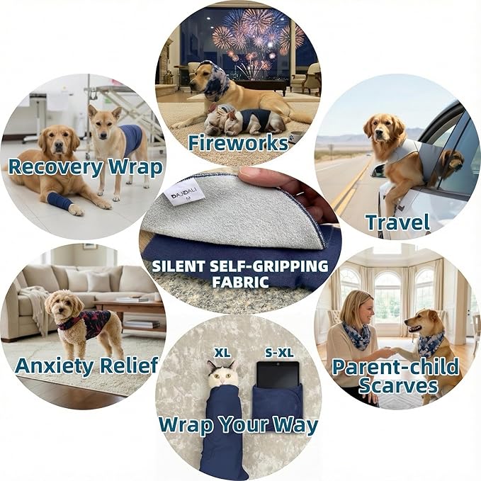 DAJIDALI® Dog & Cat Anxiety Vest & Spay Recovery Suit – Silent Calming Wrap for Surgery, Thunderstorms – Breathable Cone Alternative