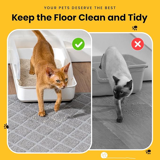 Conlun Cat Litter Mat Litter Trapping Mat, 30" x 20" Premium Durable PVC Grid Mesh with Scatter Control, Non-slip, Less Waste Cat Litter Box Mat, Soft on Kitty’s Paws, Urine Waterproof