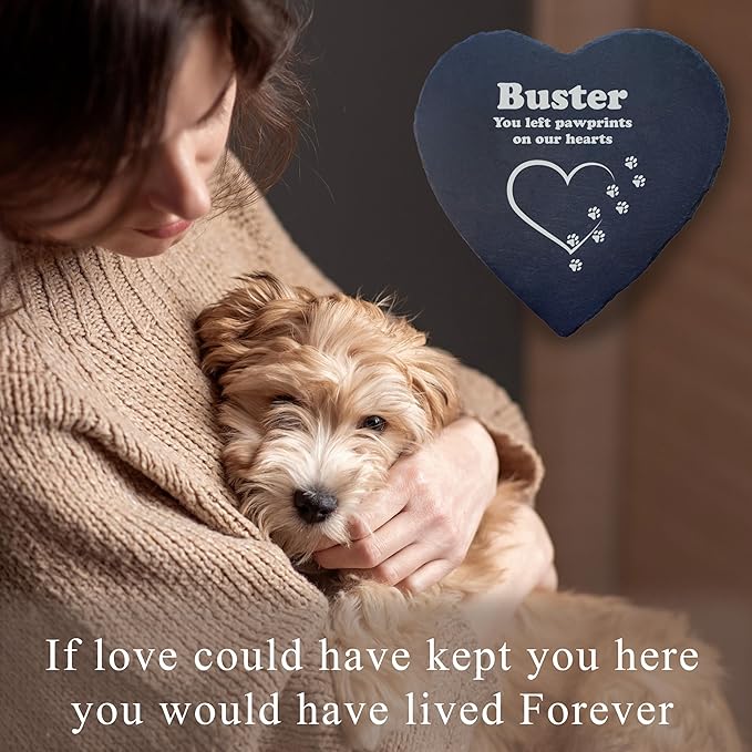 Dog Memorial Gifts for Loss of Dog, Cemetery Decorations for Grave, Pet Loss Sympathy Gift, Personalized Remembrance Garden Stone, Cat Lovers Heaven Grave Markers Bereavement Headstone (A12H)