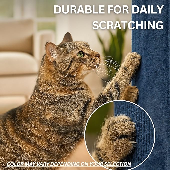 Cat Scratch Mat (5 Pack), 23.6’’ x 11.8’’ Wall Corner Scratcher, Versatile Self-Adhesive Replacement Easy Use for Cat Trees, Cat Wall Furniture, Scratching Posts, and Couch Protection (Black)