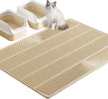 TRZZ XXL Extra Large Cat Litter Mat, Silicone Litter Box Mat for Floor, Waterproof & Non-Slip, Easy to Clean, Cat Litter Trapping Mat & Kitty Litter Catcher for Scatter Control (Khaki)