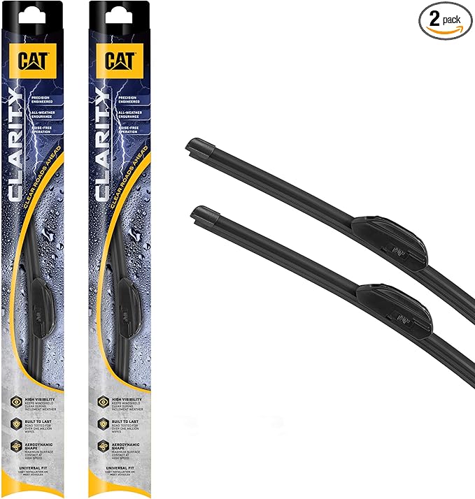 CAT Clarity Wiper Blades (2-Pack), Premium Performance Direct OEM Replacement, Universal Fit Front Windshield Wiper Blades, Durable Streak-Free Spotless Silent Easy Installation - 24" + 19"