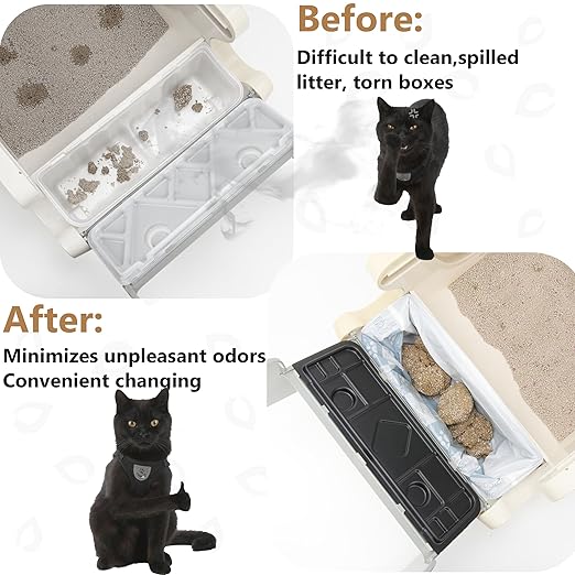 1 Permanent Waste Receptacles with 40 PCS Litter Box Liner for Littermaid 1St/2nd Edition Automatic Cat Litter Box, Litter Tray with Cat Litter Liners, Easy-Tie Handles (Machine NOT Included)