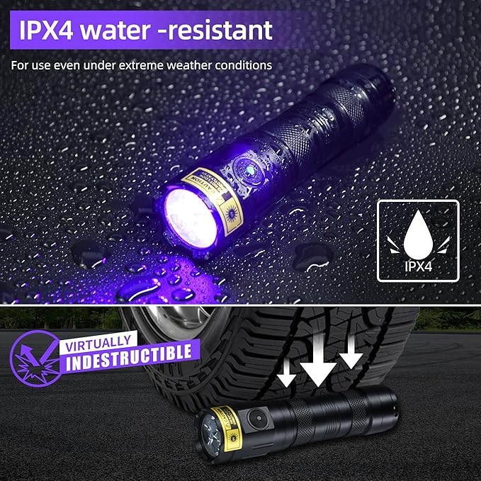 DARKBEAM UV Flashlight 395nm Black Light, 3 LEDs 20W Powerful Ultraviolet Flashlights Rechargeable, Mini Woods Lamps Long Life for Resin Curing, Pet Urine Detection, UV Nail Glue, AC Leak