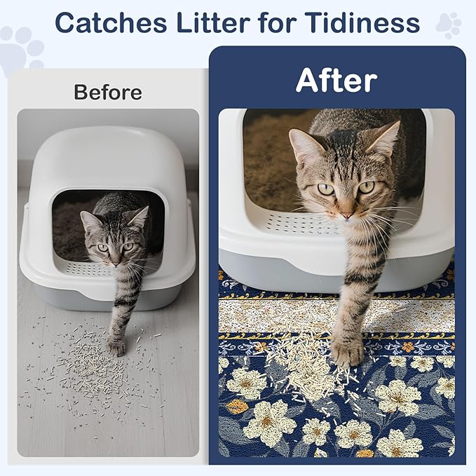 Unicorn Catcher Cat Litter Mat Non-Slip Bottom Litter Box Mat Urine-Proof Soft Litter Mat for Cats Waterproof Pads Protects Floors Cat Mat for Litter Box