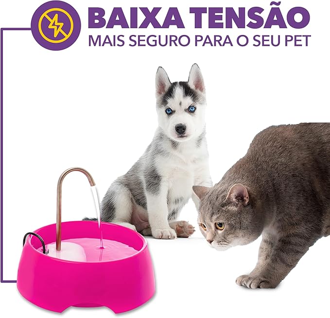 Aqua MINI Portable Pet Water Fountain - Automatic Drinking Bowl for Cats and Dogs - Stainless Steel Faucet - Replaceable Filters - Easy Cleaning - Ideal for Multiple Pets - 1.2L/42 fl oz - Red