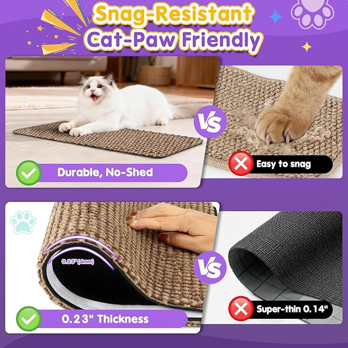 Wall Cat Scratcher for Indoor Cats,19.6x9.8”Corner Cat Scratcher,Cat Scratch Pad Furniture Protector for Door & Wall,Couch, Durable Cat Scratching Board Easy Mount (Deep Brown, 19.6”x9.8”)