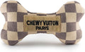 Haute Diggity Dog Checker Chewy Vuiton Bone, Plush Designer Dog Toys with Interactive Squeaker, Stimulating Pet Enrichment, Machine-Washable & Safe Materials for All Breeds, Size Large