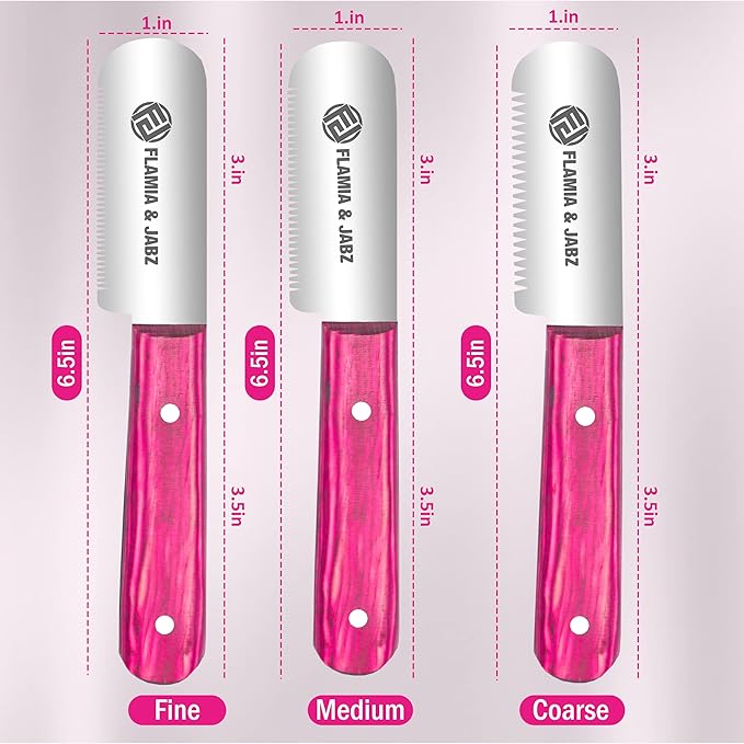 FJ Professional Stripping Knife, Right handed, 3 inch blade (Stainless Steel) (3 Pack, Pink)