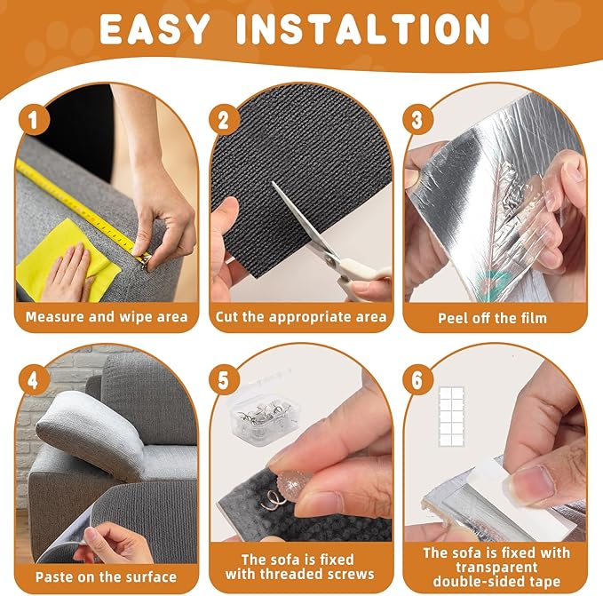 4pack Cat Scratch Couch Furniture and Wall Protector | Adhesive Cat Scratch Pad for Covering Cat Tower, DIY Climbing Cat Scratcher Couch Protector from Cat Claws Scratching (Dark Gray)