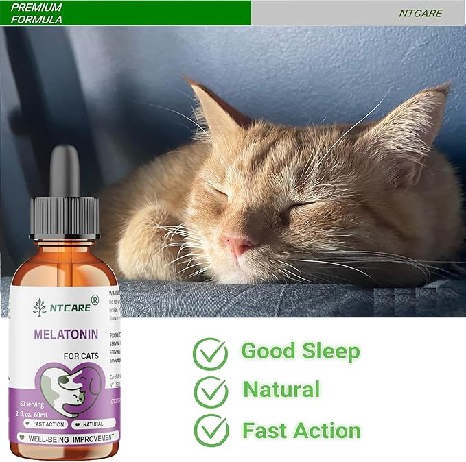 Melatonin for Cats, Natural Sleep Aid, 60 Servings, 2 fl. oz.
