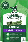 Greenies Veterinarian-Recommended Adult Natural Dental Dog Treats Large Size, Dog Dental Chews, Original Flavor, 6 oz. Pack, 4 Count