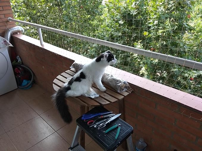 Cat Balcony Net, Pet Safety Fence for Balcony/Stairs/Window - Transparent Nylon Mesh Anti-Fall Netting for Dogs & Cats