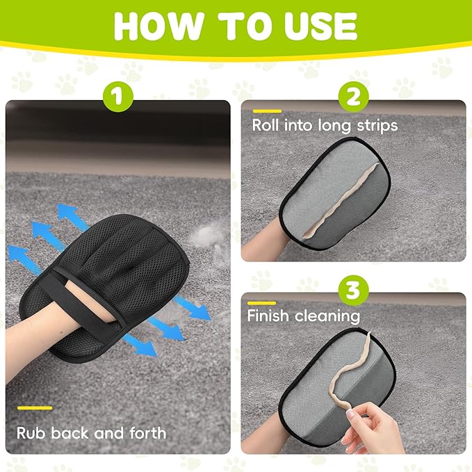 Pet Hair Removal Glove for Dog & Cat, Electrostatic Reusable Magic Brush Pet Hair Remover Tool, New Upgraded 5-Finger Design, Cleaning Static Cat Grooming Gloves for Furniture, Couch, Car Seat, Carpet