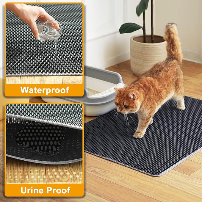 Cat Litter Mats-Extra Large 47''x36'' Litter Trapping Mat for Cat-XXL Litter box Matt for Floor-2 Layer Catcher Rug for Pet kitty Litterbox-Waterproof Urine Proof,Non-Slip