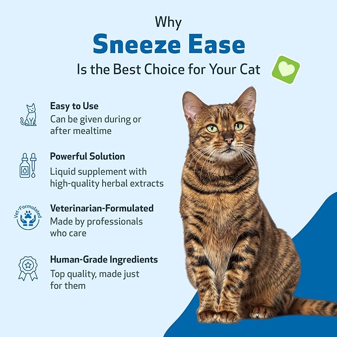Pet Wellbeing Sneeze Ease for Cats - Occasional Sneezing, Seasonal Allergies, Nose and Eye Discomfort, Eyebright, Nettles - Veterinarian-Formulated Herbal Supplement 2 oz (59 ml)