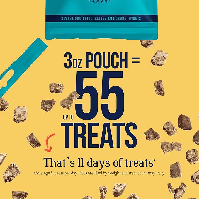 Stewart 100% Chicken Breast Dog Treats, 3 oz Pouch, ~55 Pieces, Freeze Dried Raw, Single Ingredient, 74% Protein Training Treats or Meal Topper, Grain Free, Gluten Free