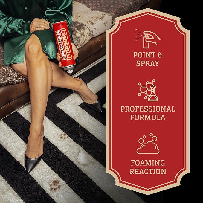 CAMPANELLI Pro Series Stain Remover Spray | Precision Point & Spray Carpet Cleaner for Pet Stains and Odors - Spot Remover for Carpets, Fabrics, Upholstery & Household Spills | 18oz Aerosol