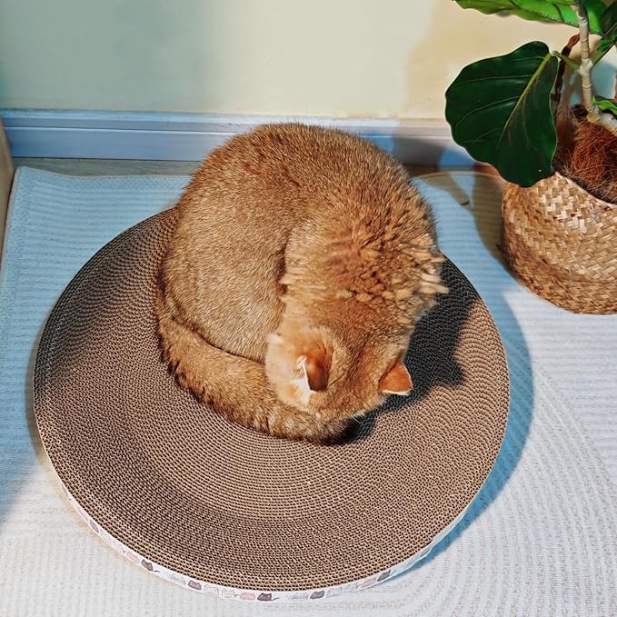 2 Pack Extra Large Cat Scratcher Cardboard, Round Scratcher Bed Scratch Bowl, Scratching Lounge Couch Round Shaped Cat Scratch Board Nest for Indoor Cats Furniture Protector