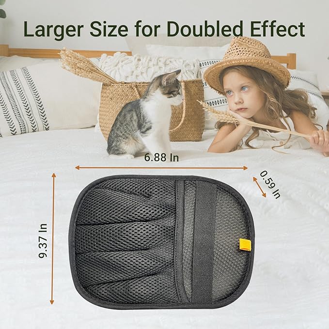 Reusable Pet Hair Remover Glove for Couch & Bedding - 5-Finger Versatile Fabric - Safe Fur Remover Mitt, Black - Professional Cat & Dog Hair Scraper for Carpeted Stairs, Clothes,Car Seats