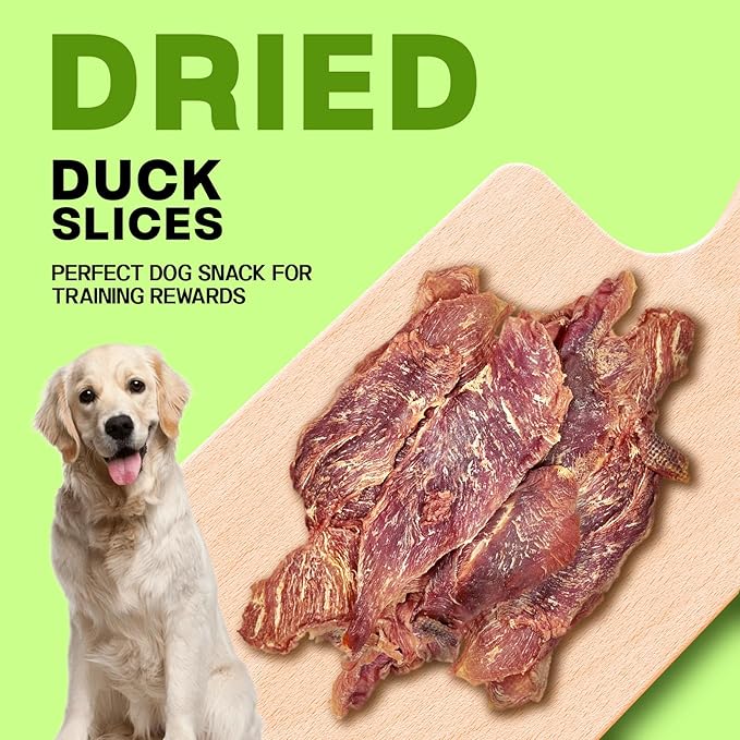 100% Dried Duck Slices Dog Treats - 120g Single Ingredient Jerky, High Protein (68%) Real Duck Meat Snacks, Hypoallergenic Training Rewards for Sensitive Stomachs, All Breeds