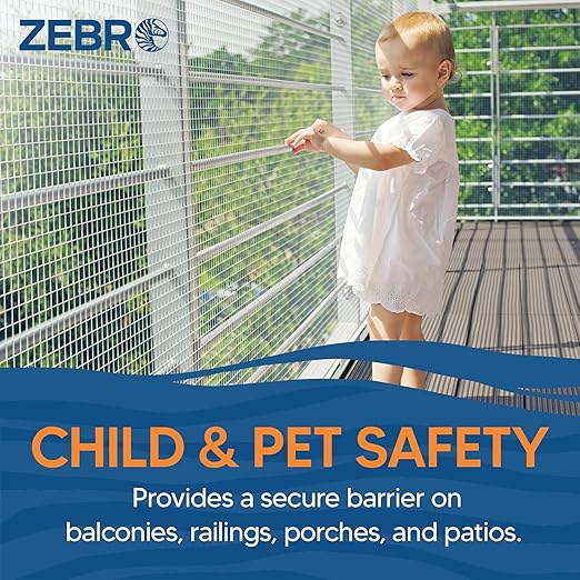 Plastic Hardware Mesh Screen & Fence Roll (3' x 15' - White) - Indoor/Outdoor Balcony, Patio & Porch Netting - Safety Barrier Fence for Pets & Kids
