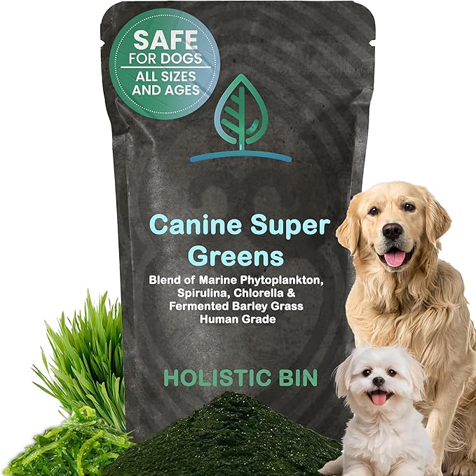 Holistic Bin Canine Super Greens Plant-Based Dog Food Toppers | Nutrient-Rich Supplement Powder | Gut Balance, Joint Strength, Digestion, Fresh Breath & Overall Canine Wellness | Greens Powder (50g)