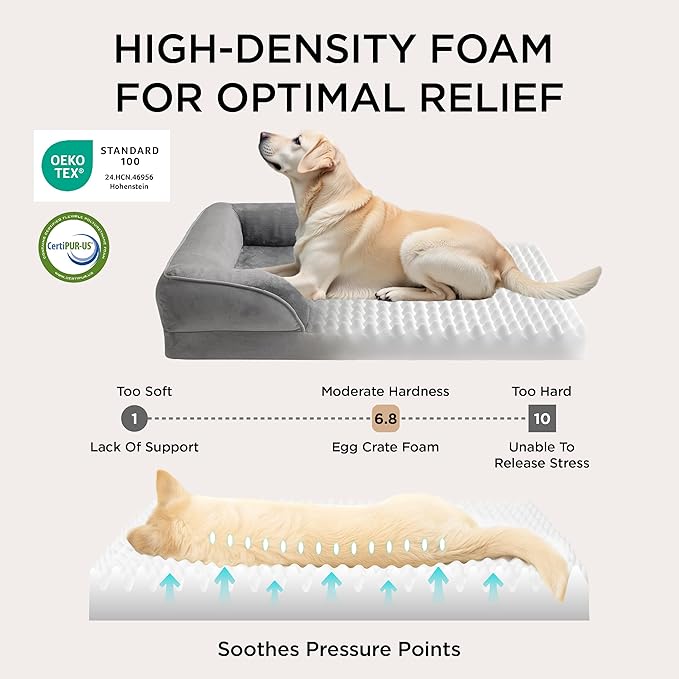Bedsure Orthopedic Dog Bed Medium Size Dogs - Washable Medium Dog Cat Bed Waterproof, Comfort Pet Couch Sofa with Washable Removable Cover, Pets Bed with Nonskid Bottom, Plush-Black, 28"