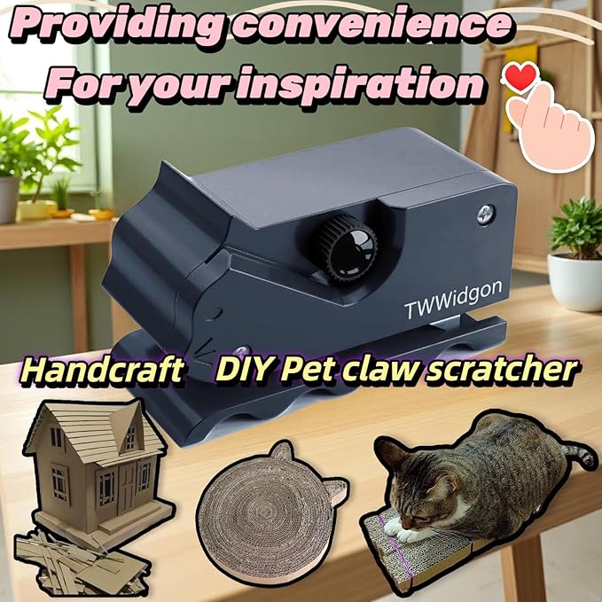 Cardboard Cutter for Cat Scratchers,Includes 10 Blades,3m nylon reusable strap,Non 3D Printed,DIY Cat Scratchers Cardboard Strip Tool,,Cardboard Cutting Machine for Cat Lovers(Black, Non-3D Printed)